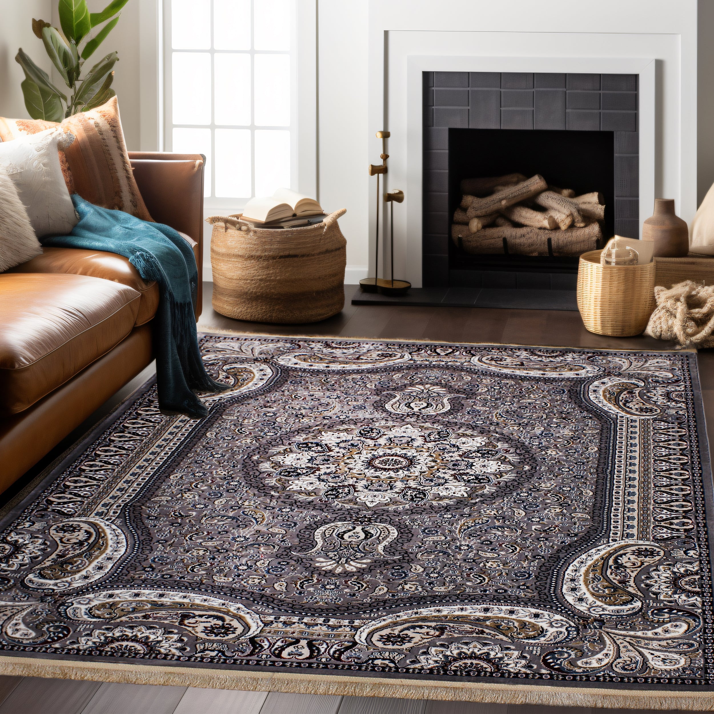 Traditional Gray Persian Area Rug