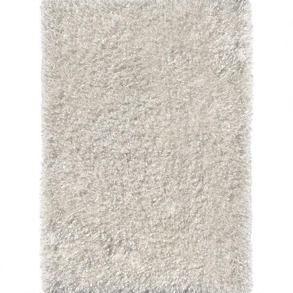 Crystal White Solid Shag Area Rug