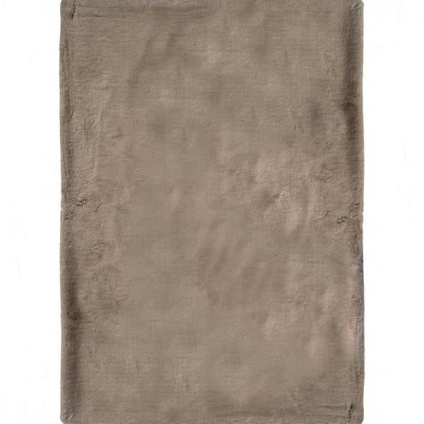 Luxury Chinchilla Beige Mocha Faux Fur Plush Area Rug