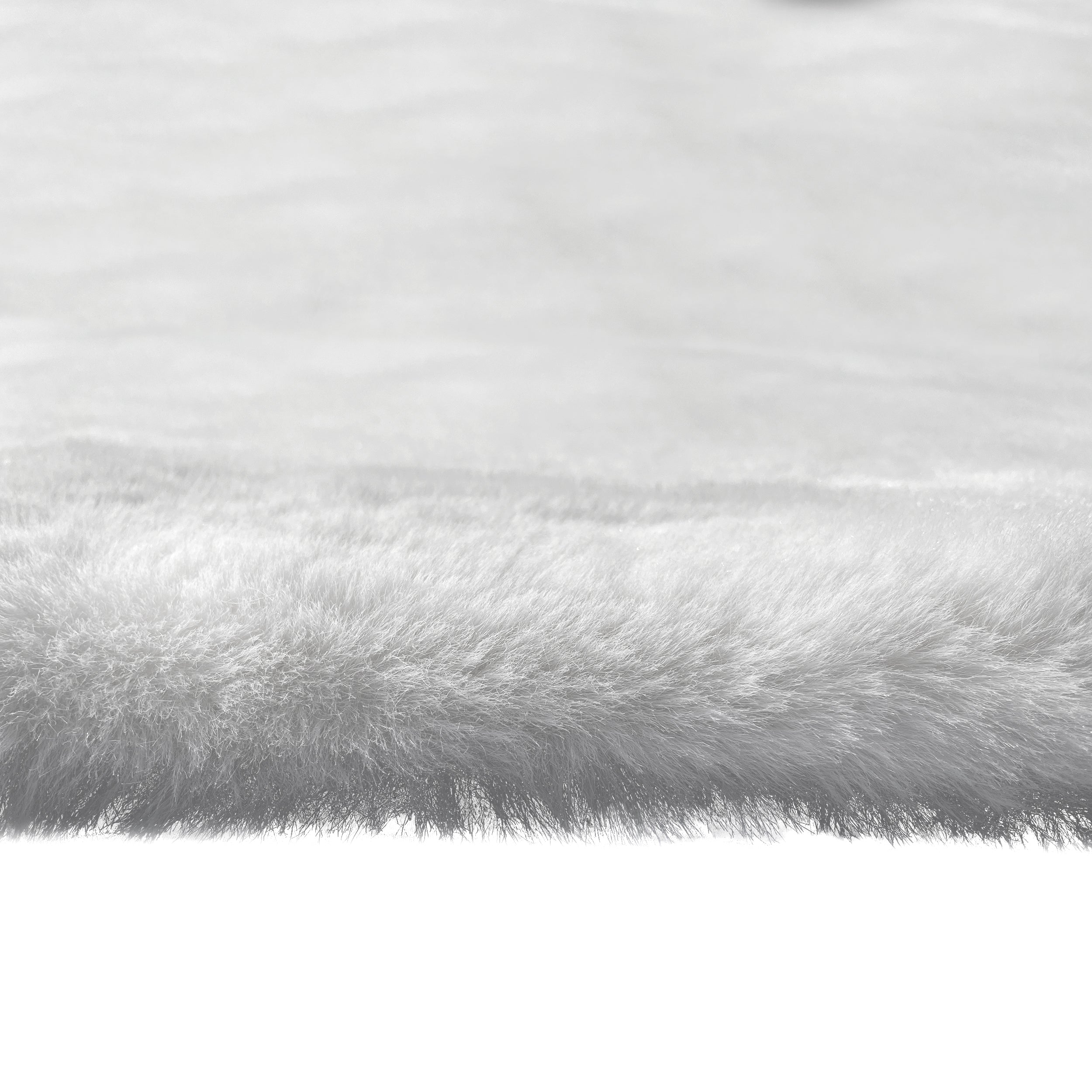 Luxury Chinchilla White Faux Fur Plush Area Rug