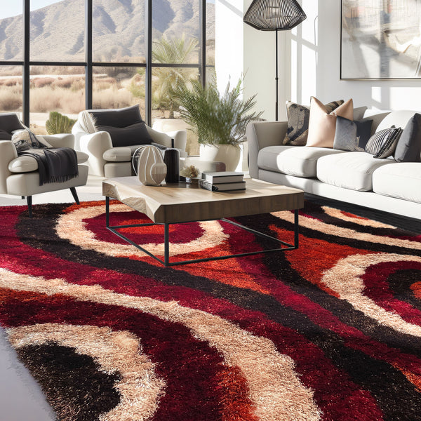 Optima Echo Orange Shag Area Rug