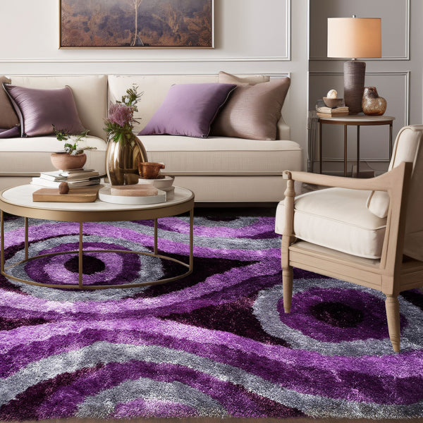 Optima Echo Purple Shag Area Rug