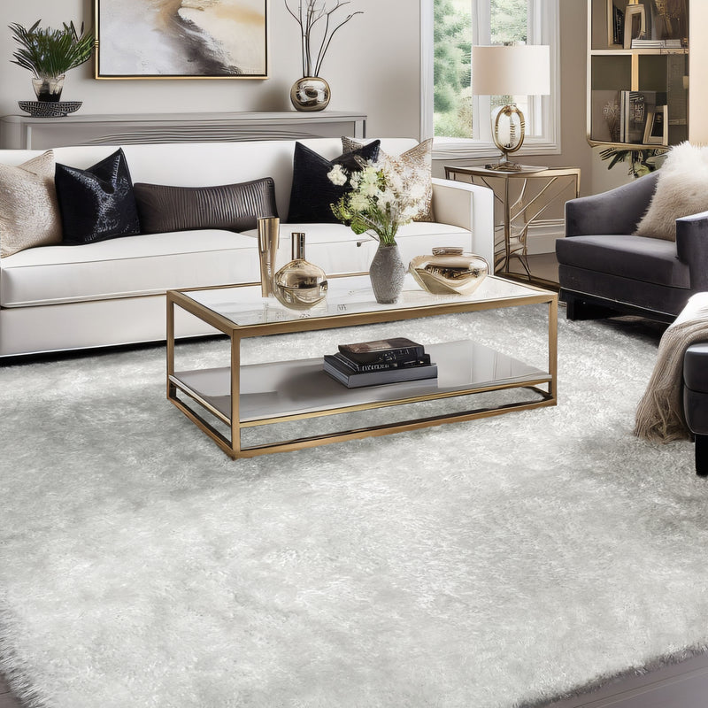 Aroma White Solid Shag Area Rug