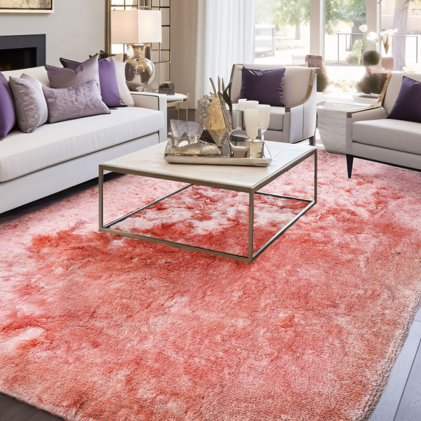 Brisa Pink Rose Solid Shag Area Rug