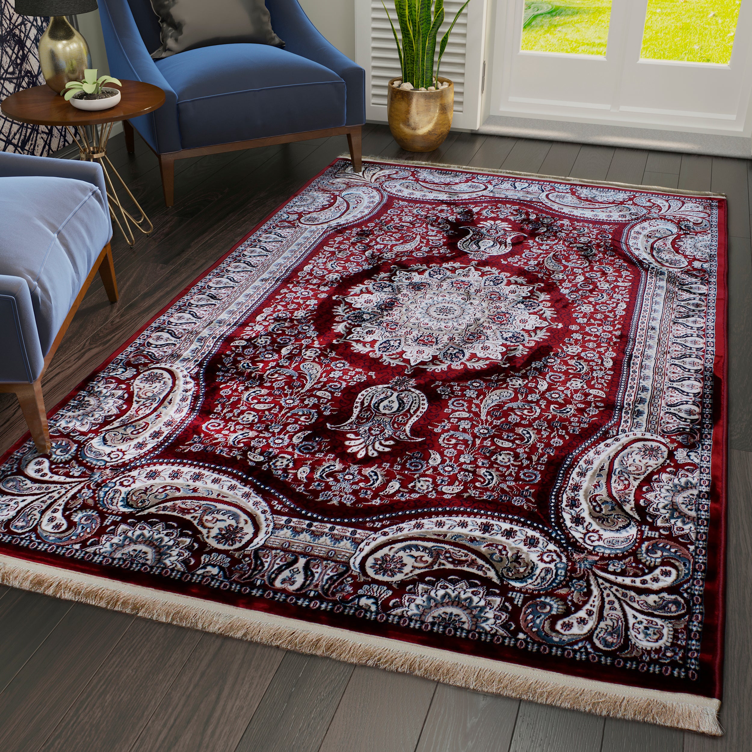 Traditional Burgundy Persian Area Rug