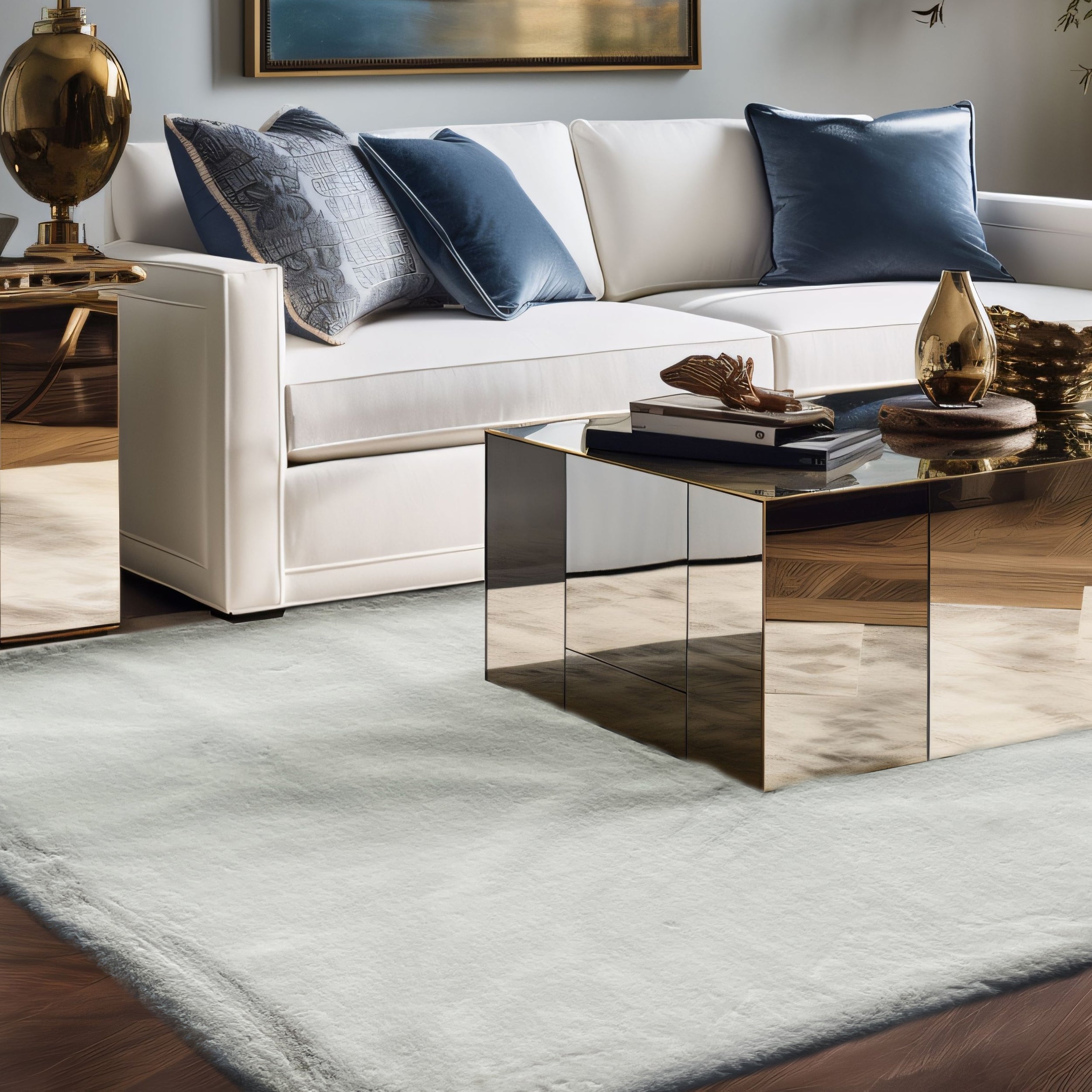 Luxury Chinchilla White Faux Fur Plush Area Rug