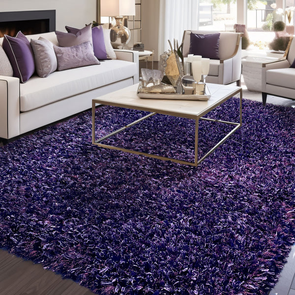 Crystal Purple Solid Shag Area Rug