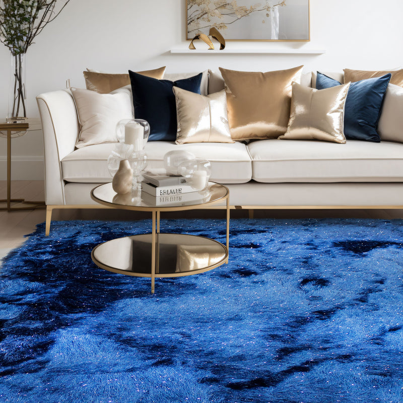 Harmony Navy Blue Sparkling Shag Area Rug