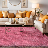 Romance Pink Solid Shag Area Rug