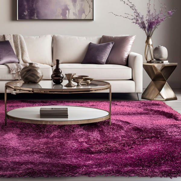 Romance Purple Solid Shag Area Rug