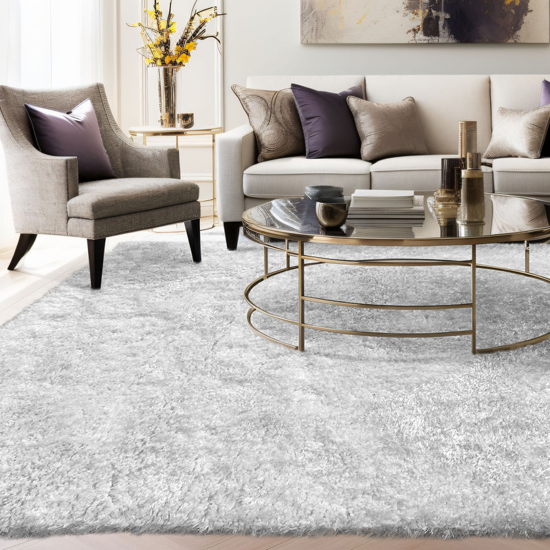 Romance White Solid Shag Area Rug