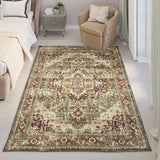 Trophy Traditional Green Red Medallion Area Rug