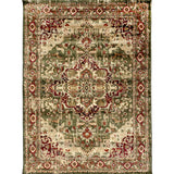 Trophy Traditional Green Red Medallion Area Rug