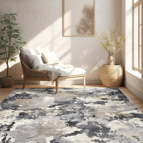 Venus Abstract Area Rug Gray