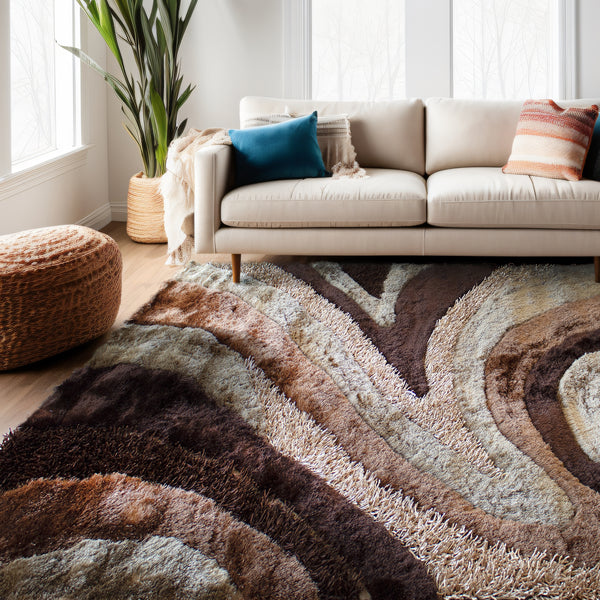 Signature Designers Brown Shag Area Rug