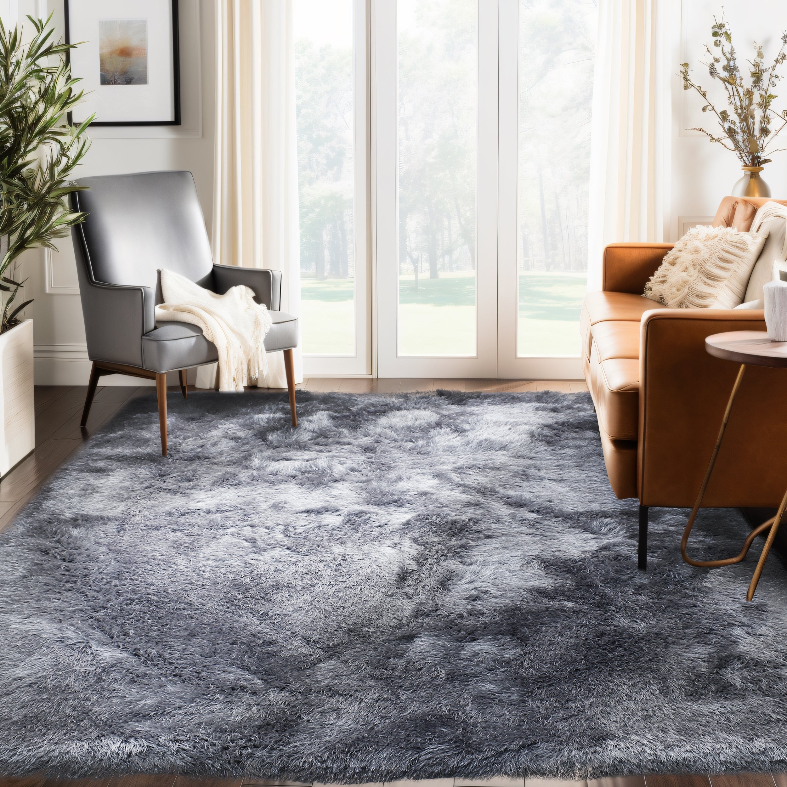 Glorious Light Gray Solid Shag Area Rug