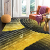 Swirl Black And Yellow Shag Area Rug