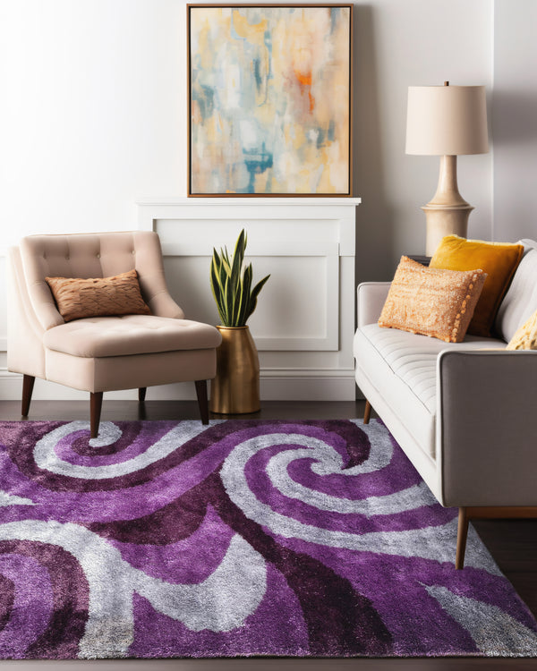 Optima Wild Side Purple Shag Area Rug