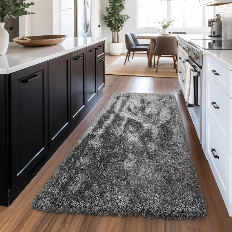 Romance Dark Gray Solid Shag Area Rug