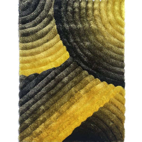 3D 280 Abstract Shaggy Modern Contemporary Area Rug Yellow Laruglinens