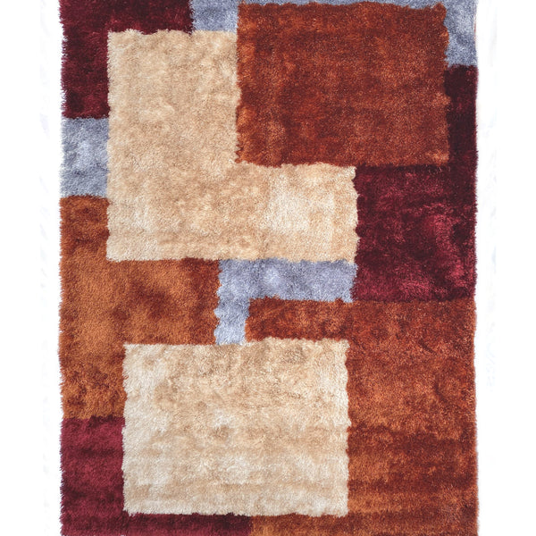 Optima Orange And Beige Shag Area Rug