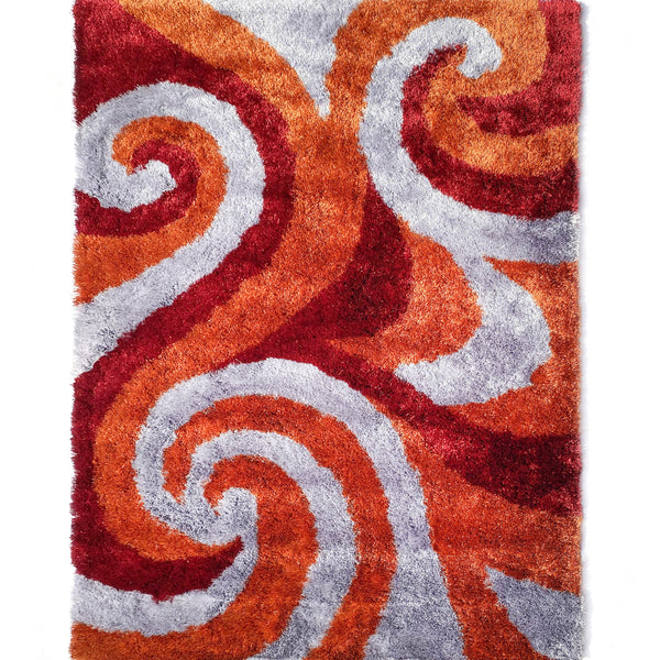 Optima Wild Side Orange And Red Shag Area Rug