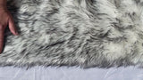 Sheepskin Black And White Faux Fur Shag Area Rug