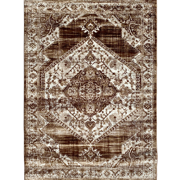 Persian Brown Faded Medallion Area Rug