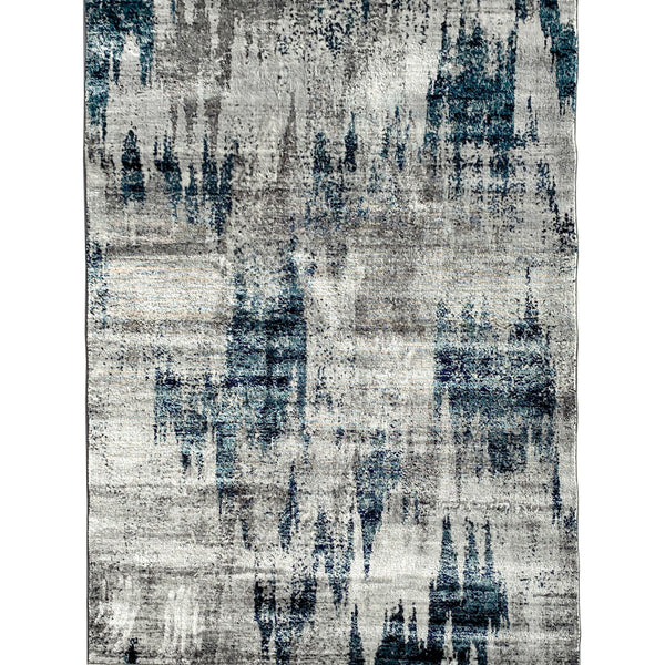 Iranian Cream Navy Blue Abstract Splatter Area Rug