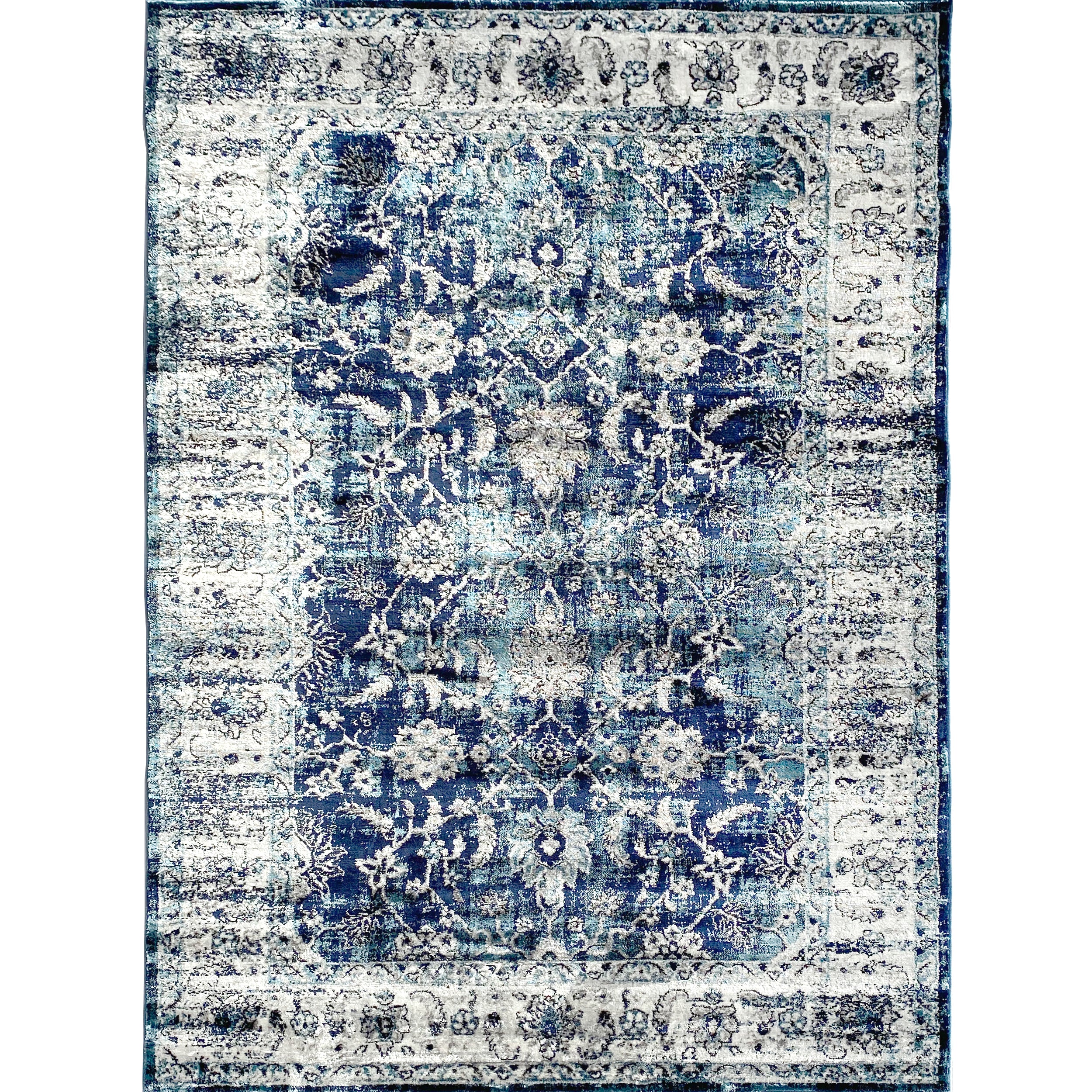 Iranian Navy Blue Green Native Persian Area Rug