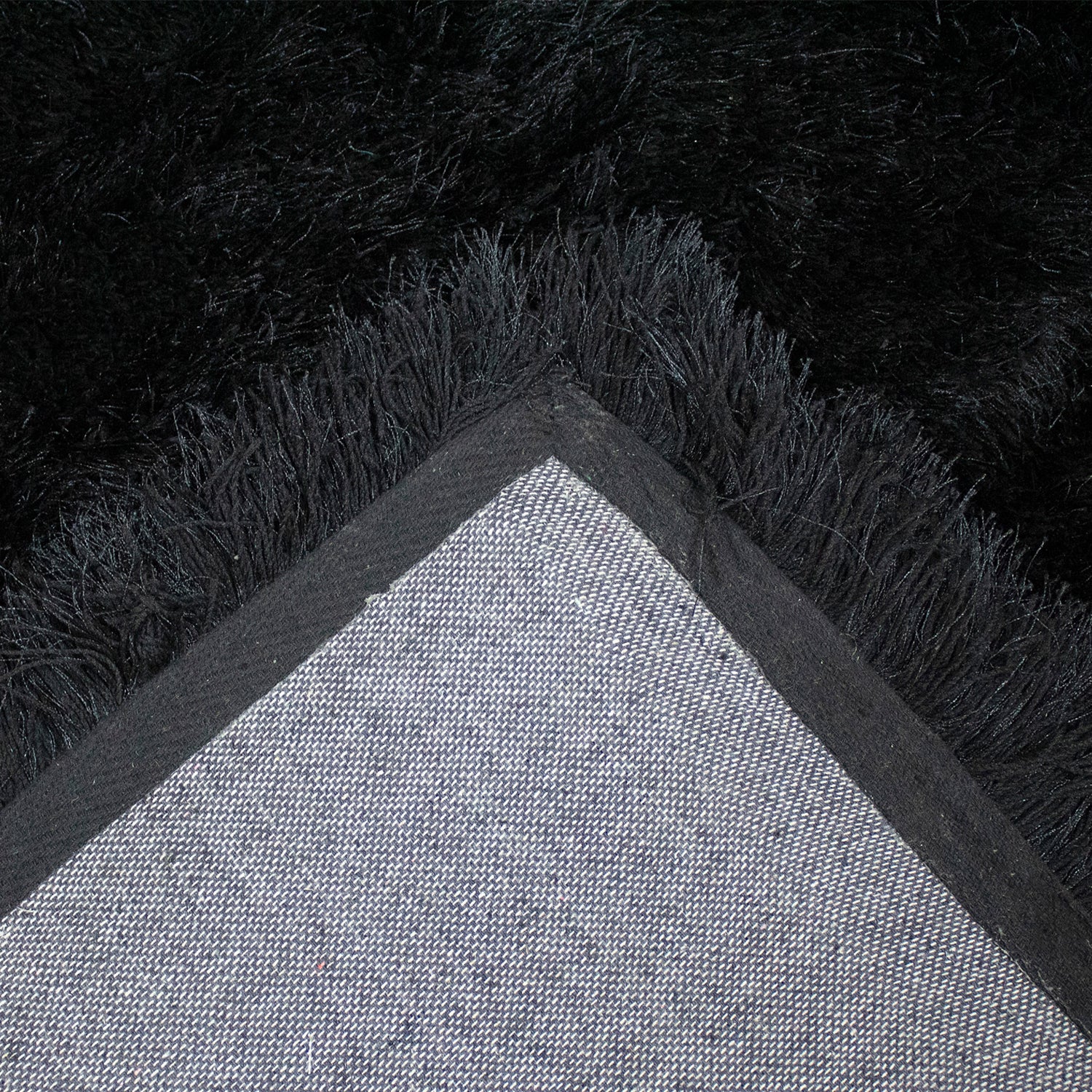 Glorious Black Solid Shag Area Rug