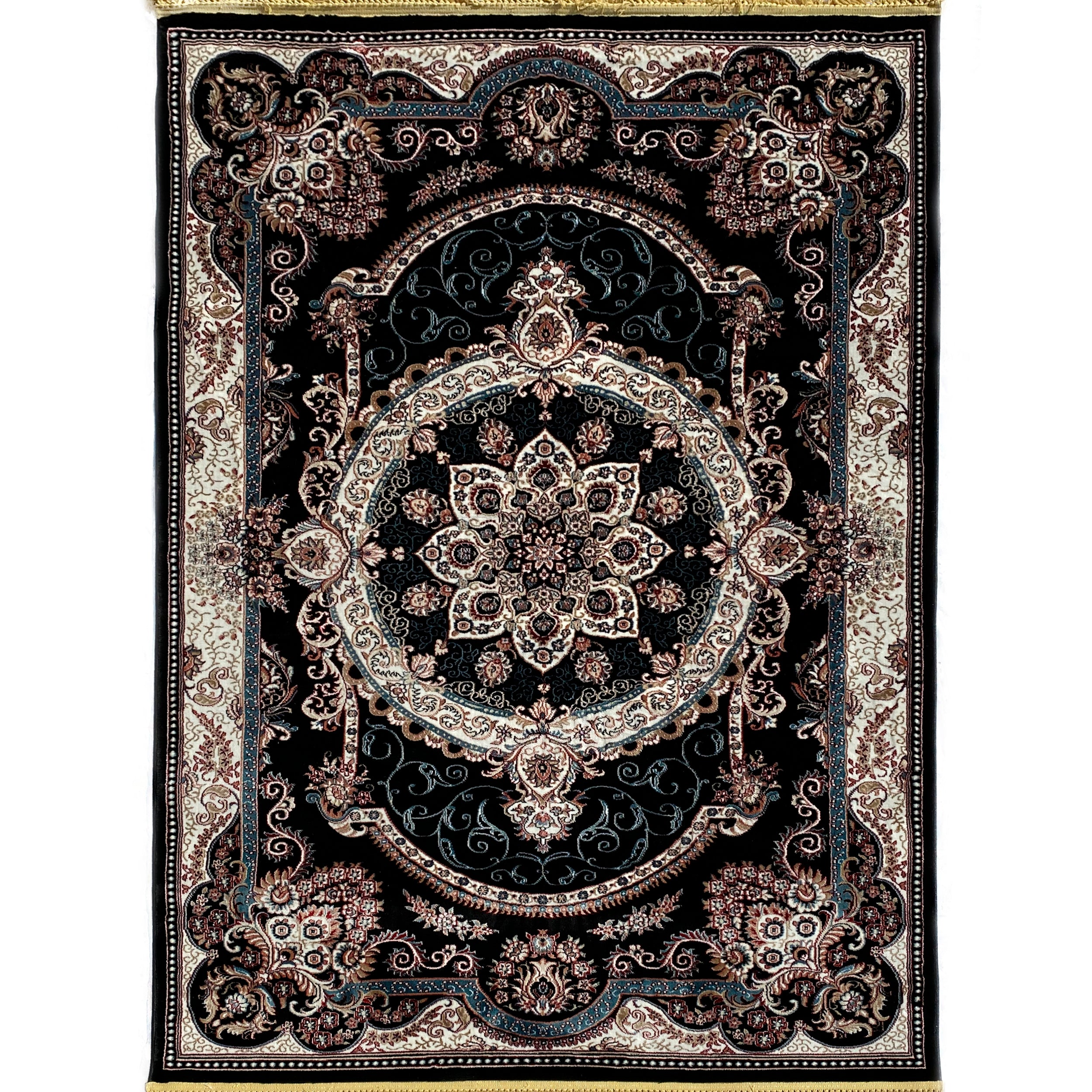 Traditional Black Mosaic Area Rug