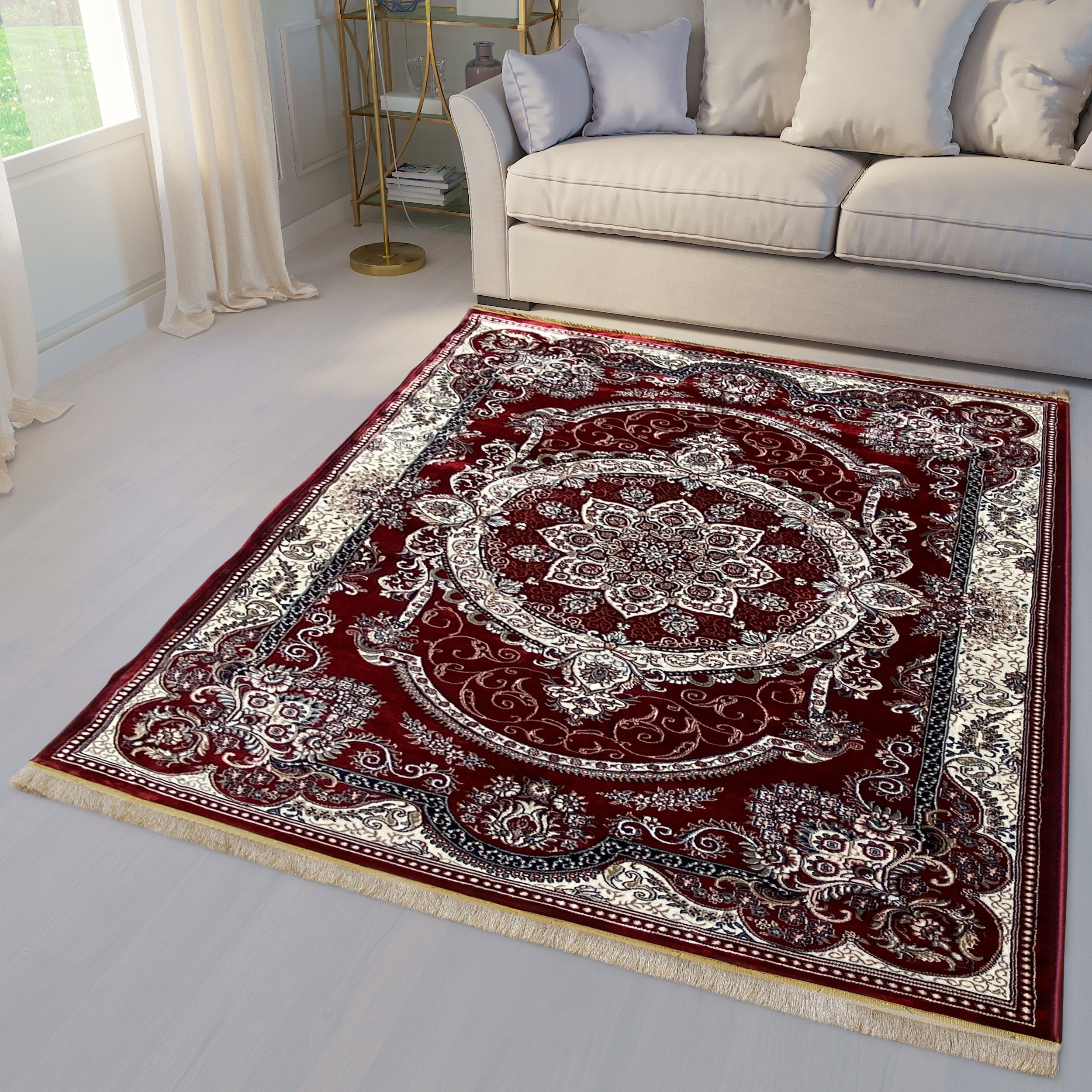 Traditional Burgundy Mosaic Area Rug