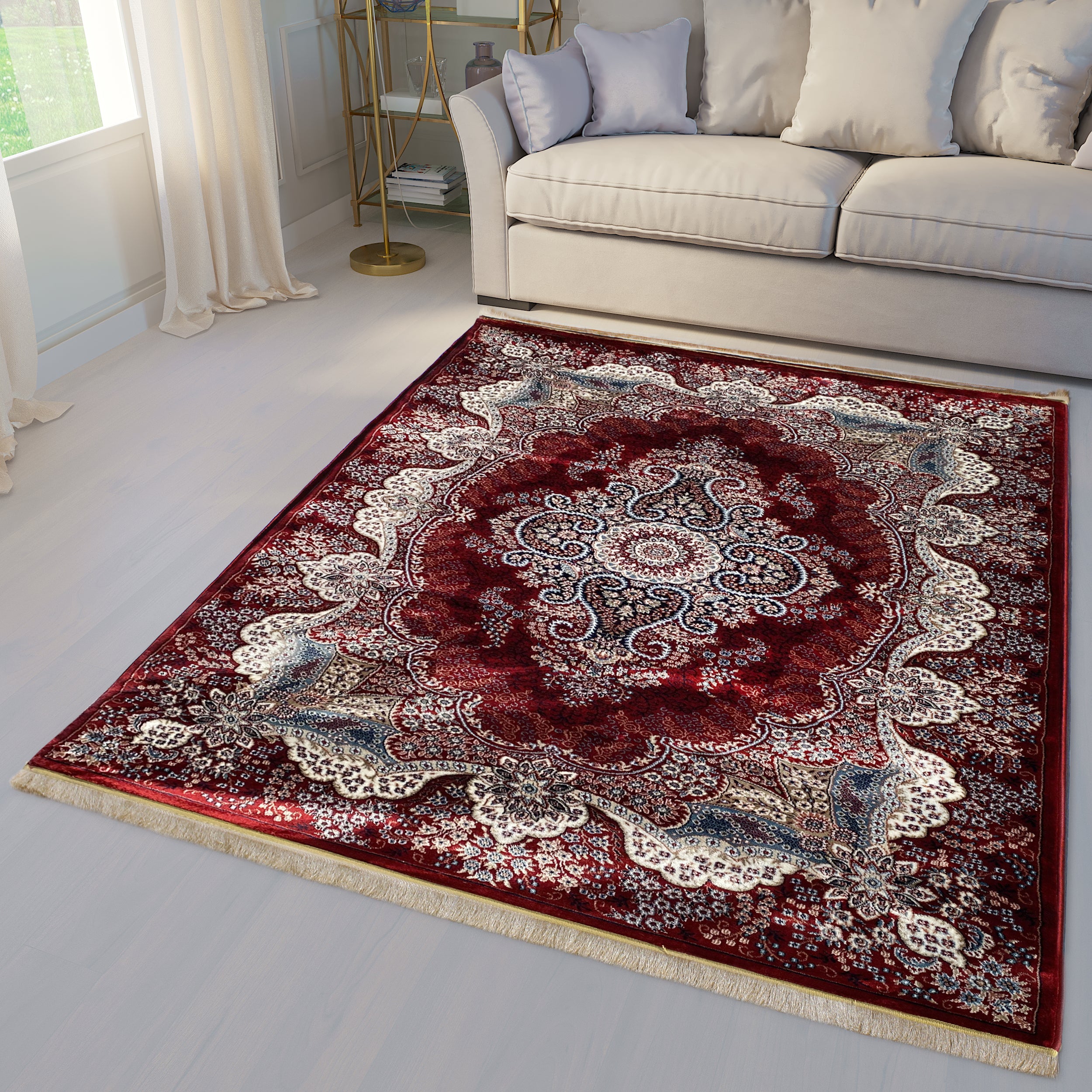 Traditional Burgundy Kashan Area Rug