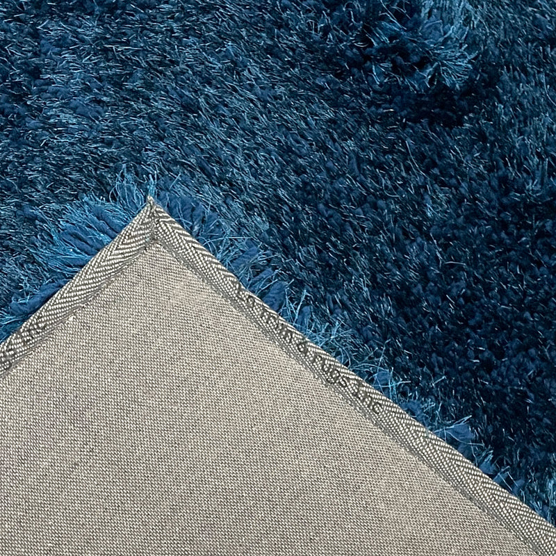 Romance Navy Blue Solid Shag Area Rug