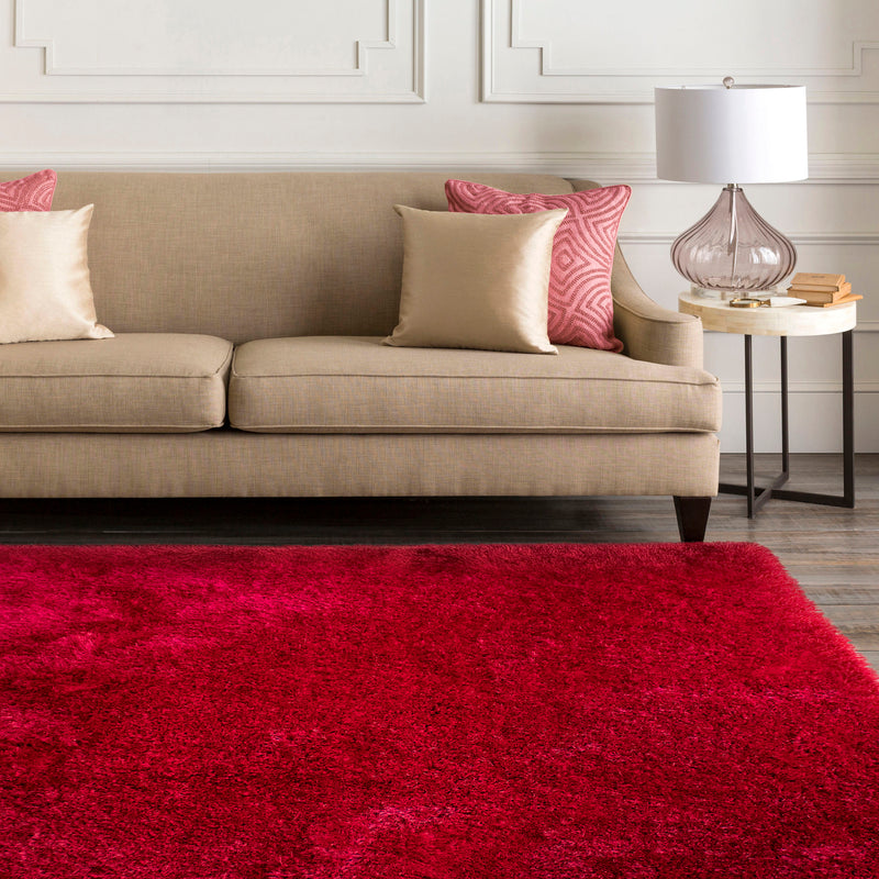 Romance Red Solid Shag Area Rug