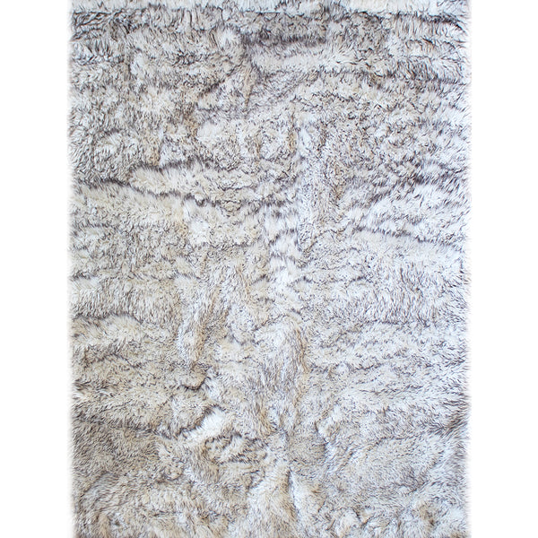 Sheepskin Black And White Faux Fur Shag Area Rug