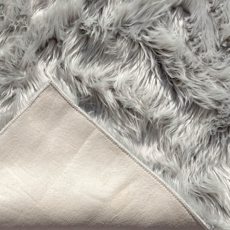 Sheepskin Light Gray Faux Fur Shag Area Rug