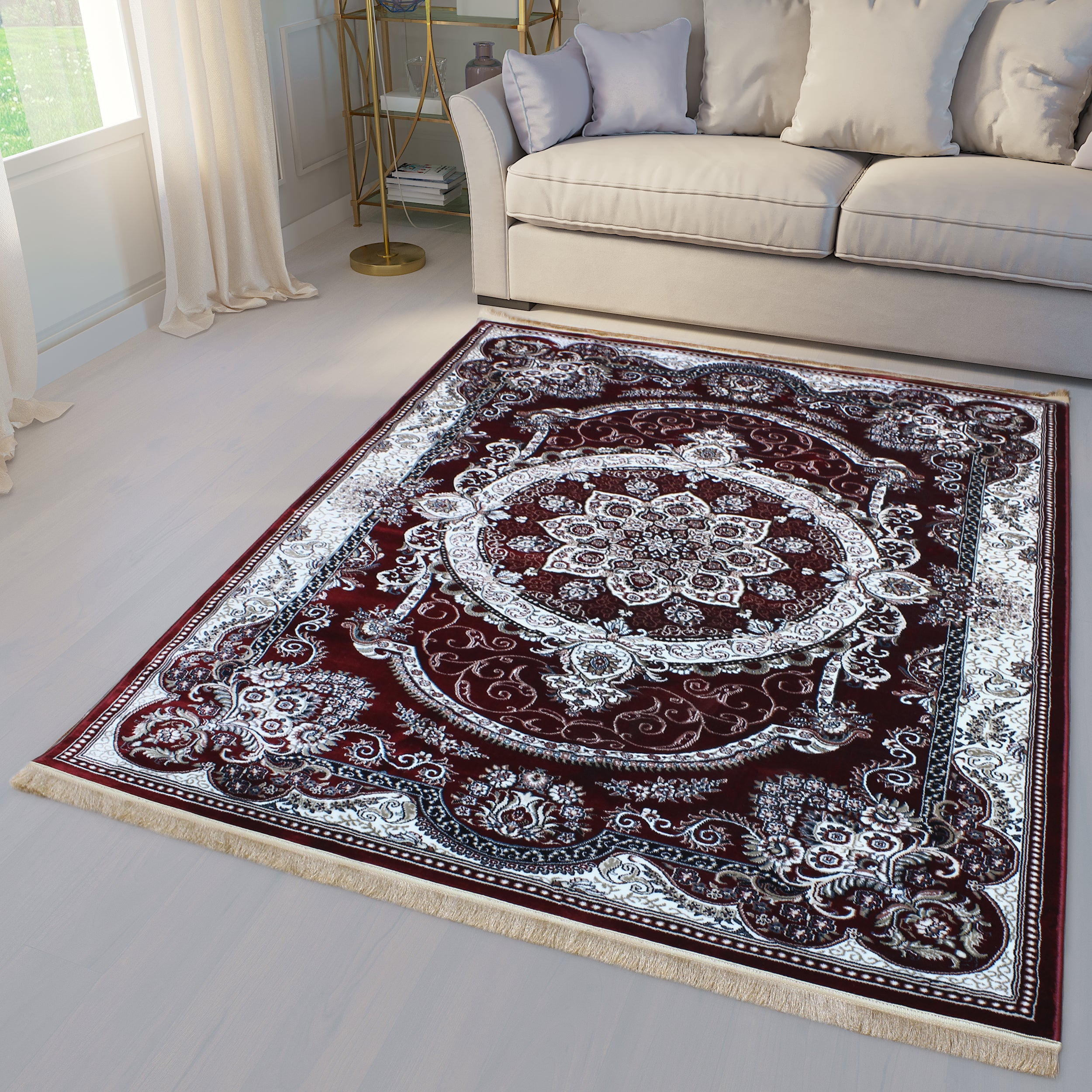 Traditional Red Mosaic Area Rug