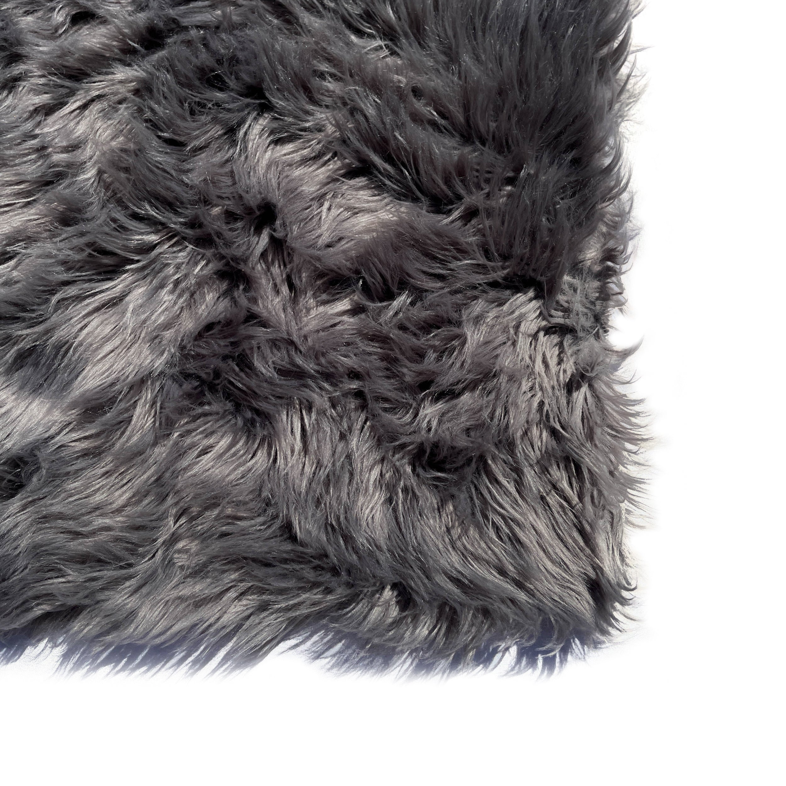 Sheepskin Dark Gray Faux Fur Shag Area Rug