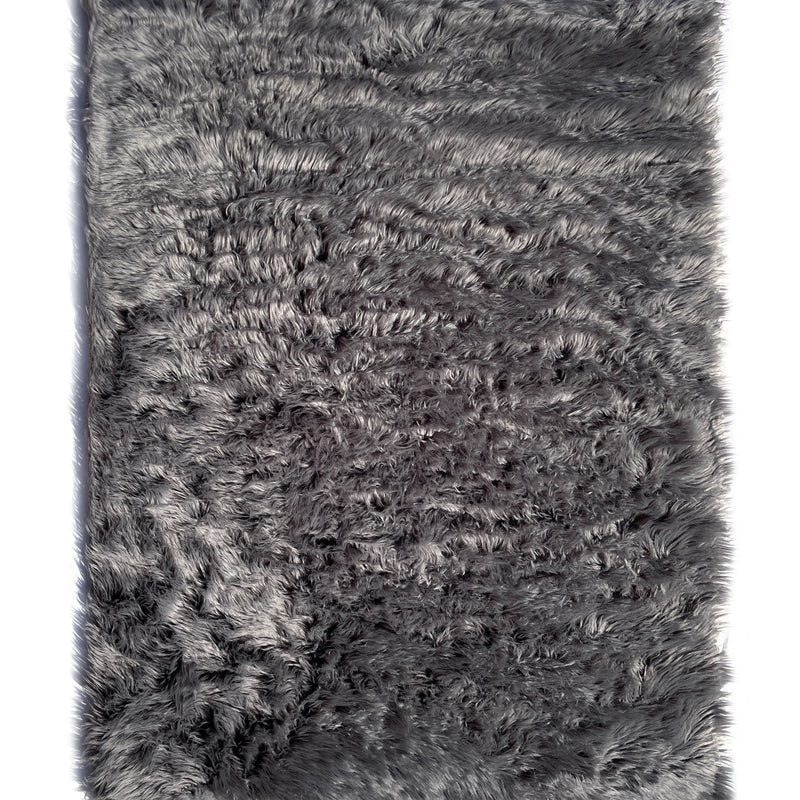 Sheepskin Dark Gray Faux Fur Shag Area Rug