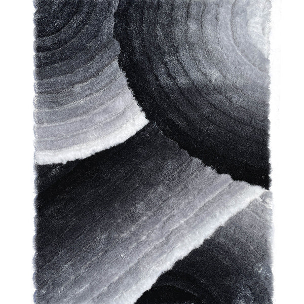 Swirl Black And White Shag Area Rug