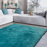 Romance Turquoise Solid Shag Area Rug