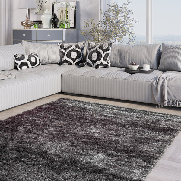 Aroma Dark Gray Solid Shag Area Rug