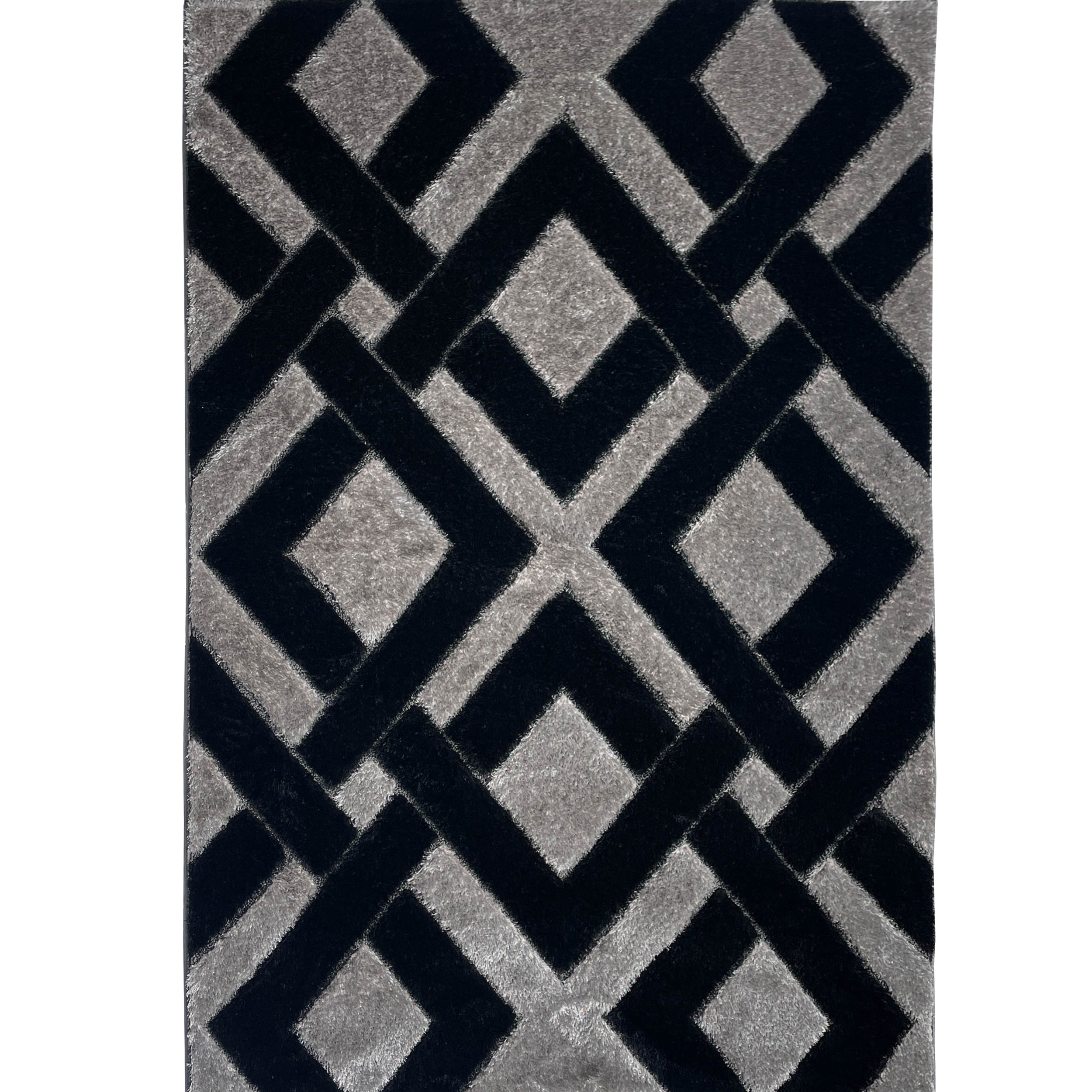 Platinum Gray Black Geometric Area Rug