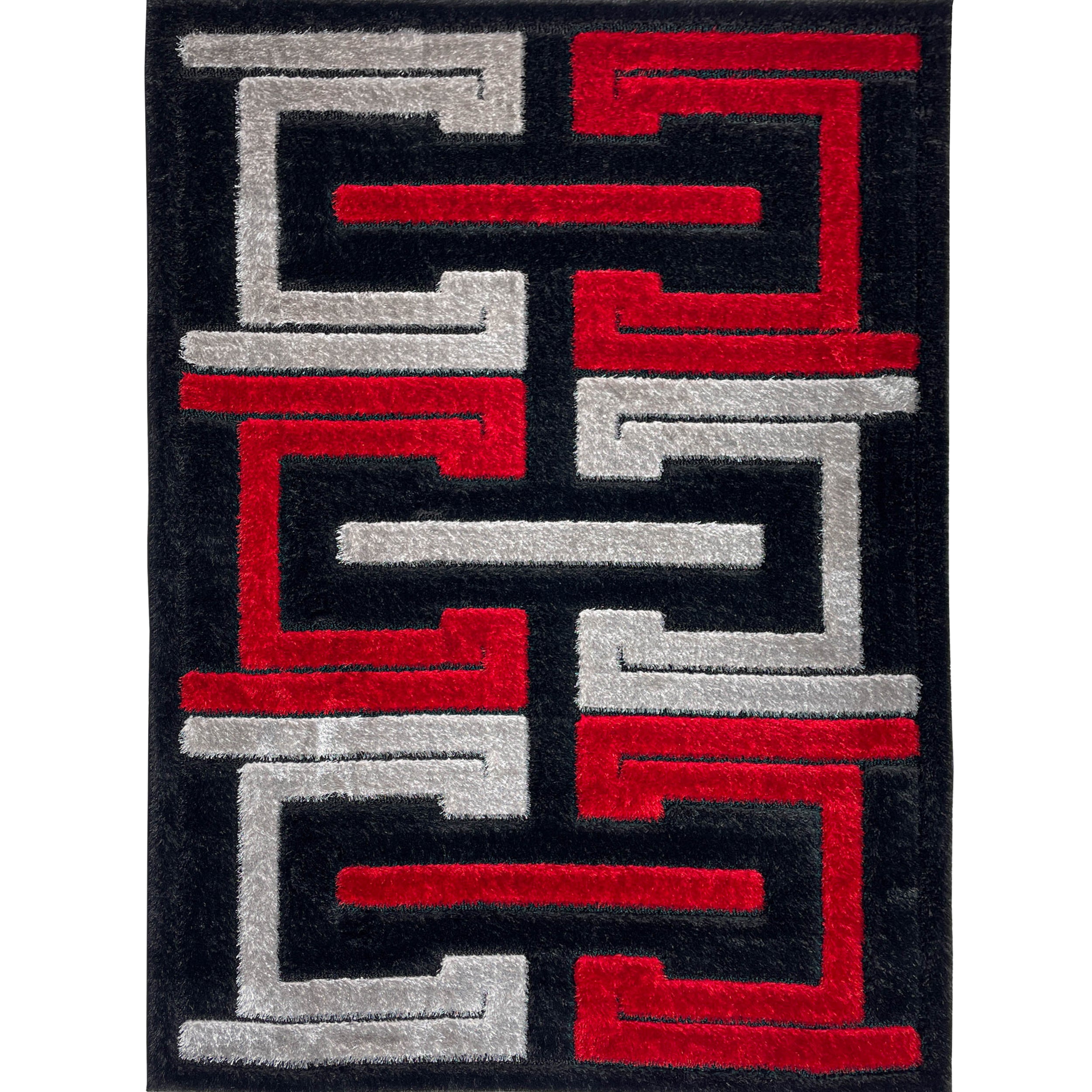 Platinum Black Red Geometric Area Rug (PLA-BLARED1670)