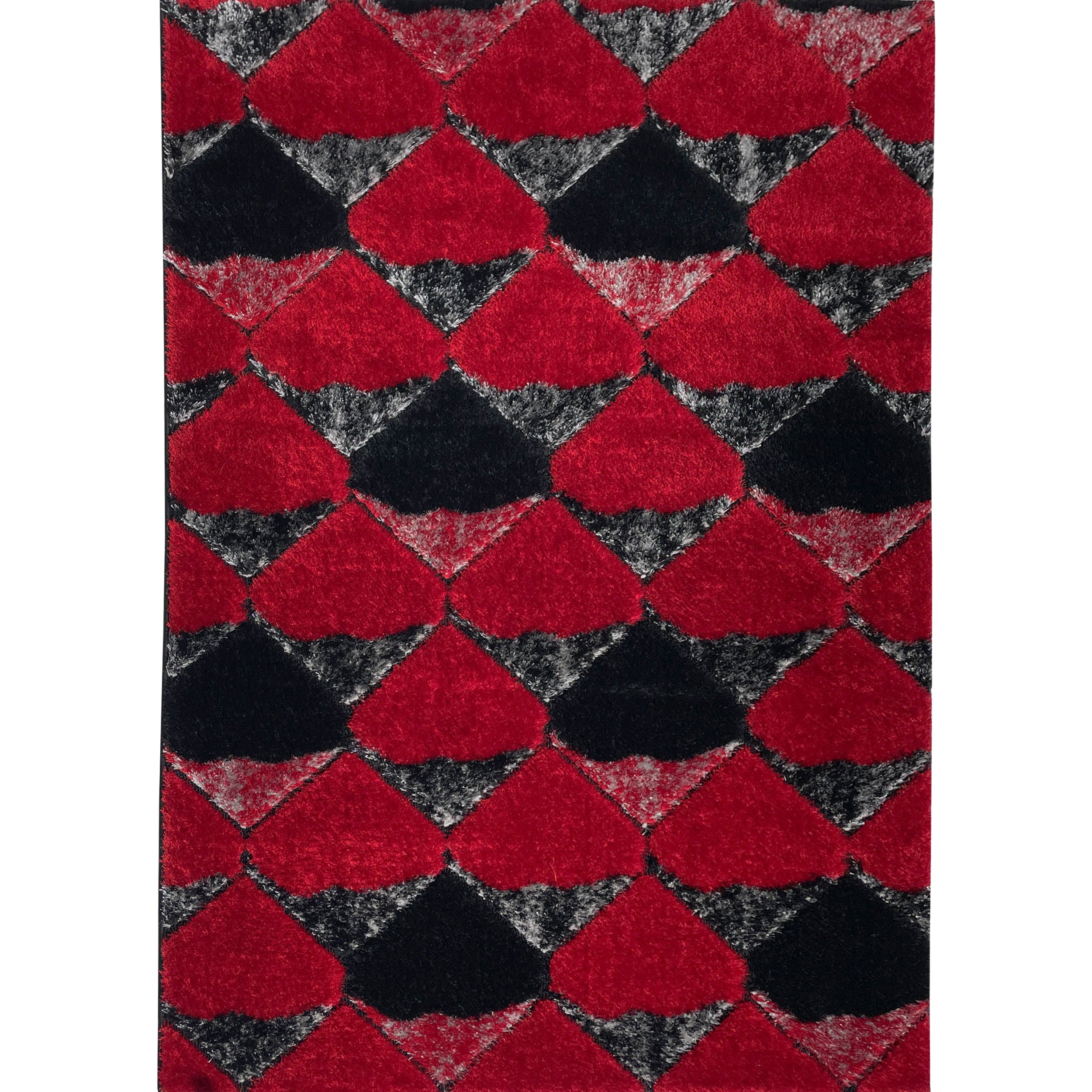 Platinum Black Red Geometric Area Rug