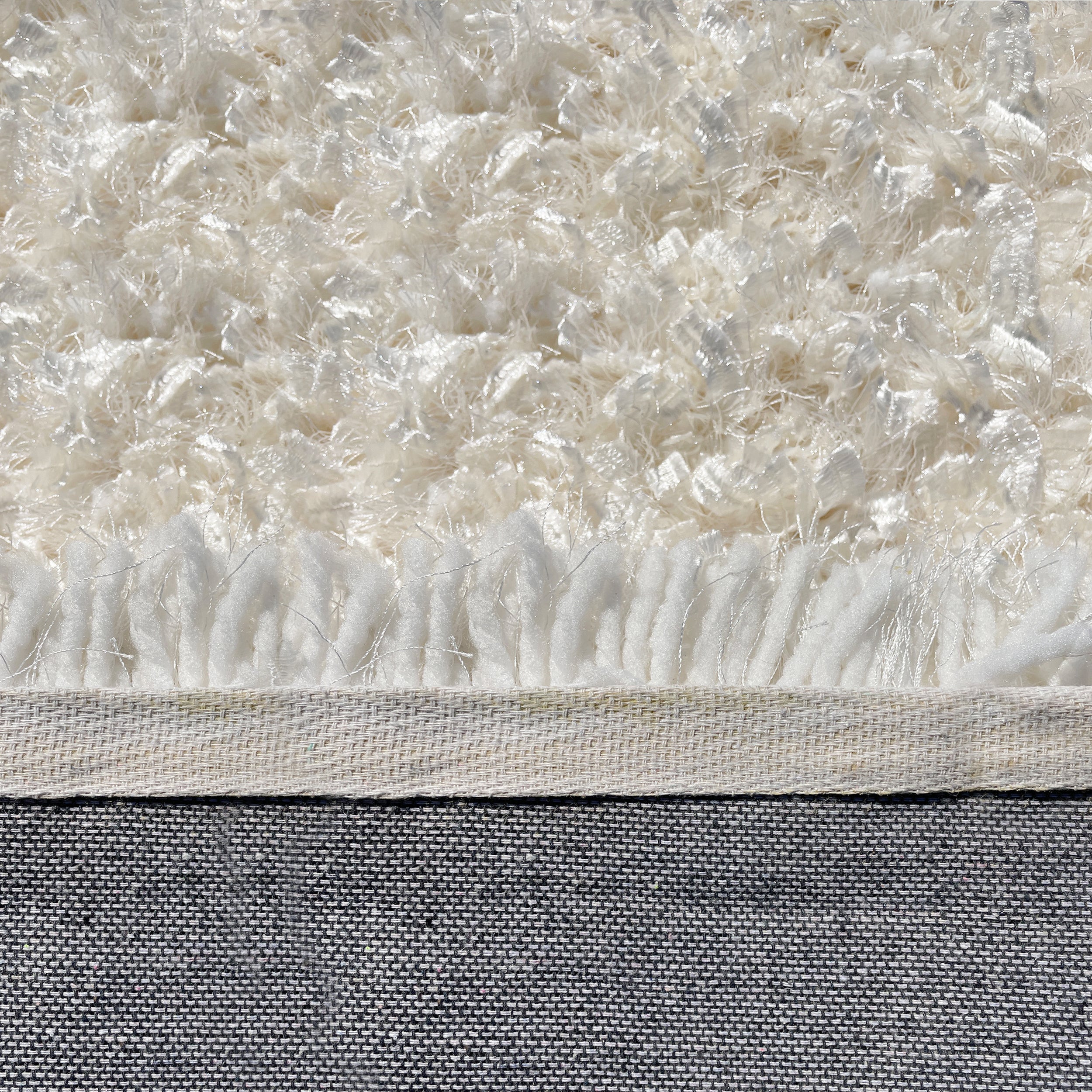 Crystal White Solid Shag Area Rug