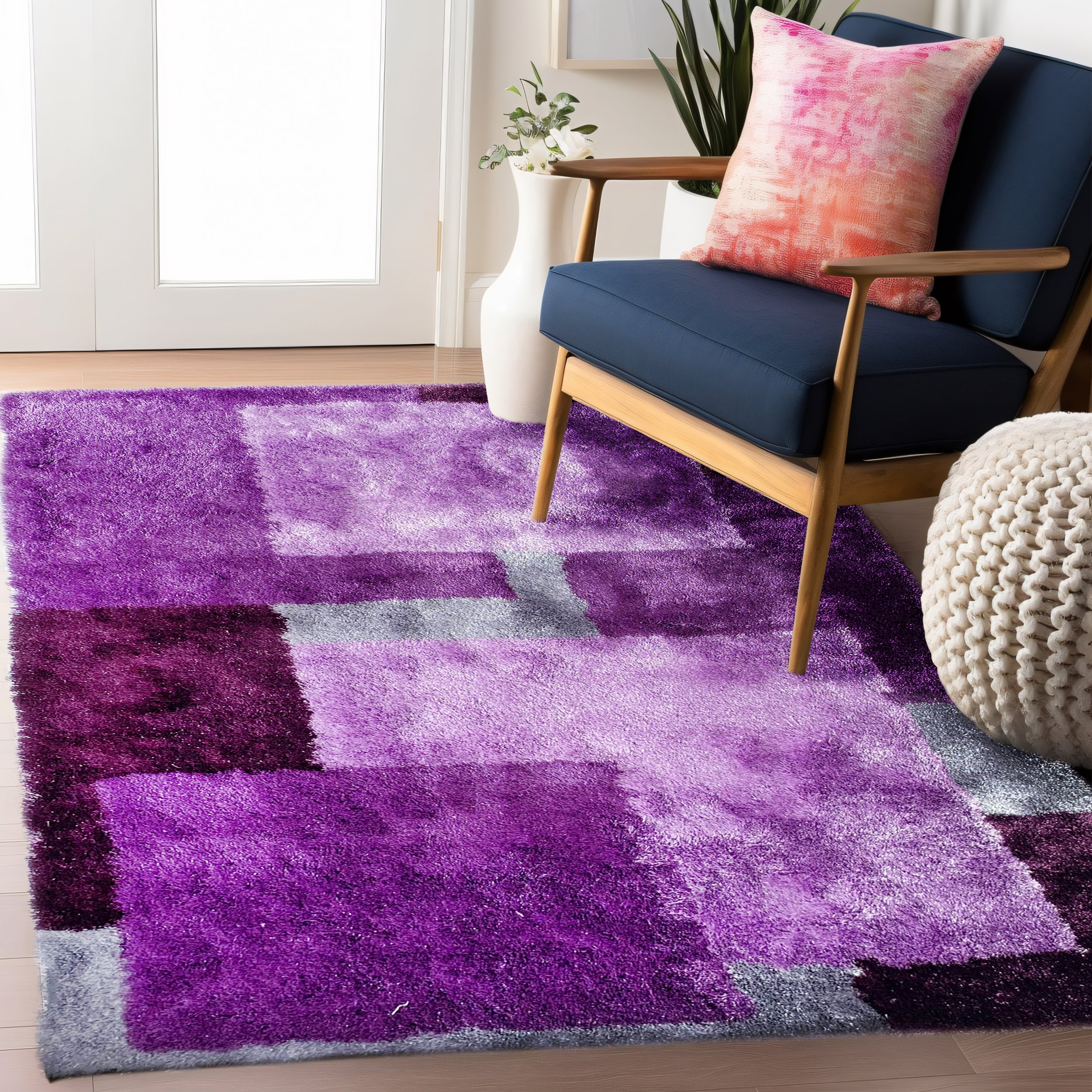 Optima Purple Shag Area Rug