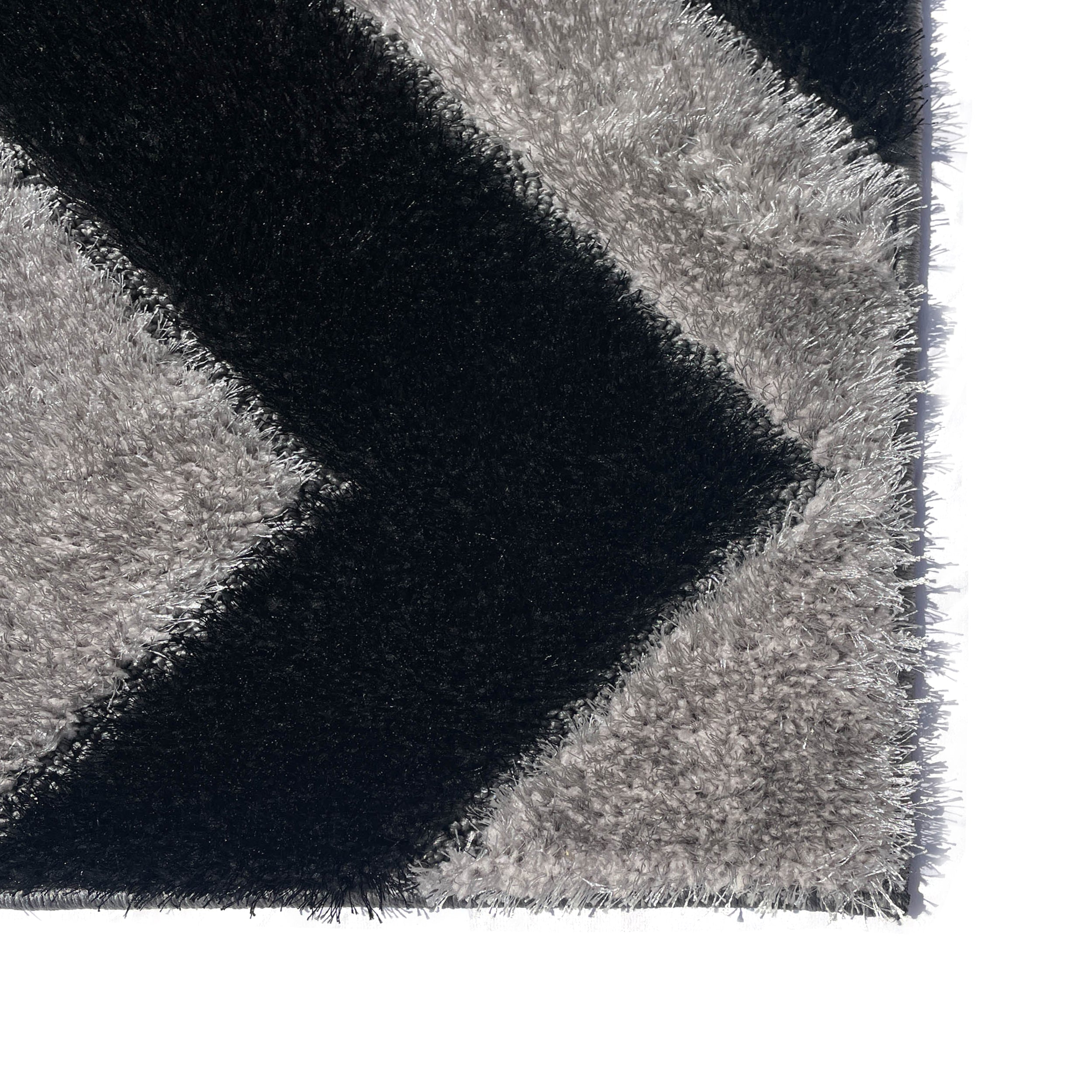 Platinum Gray Black Geometric Area Rug